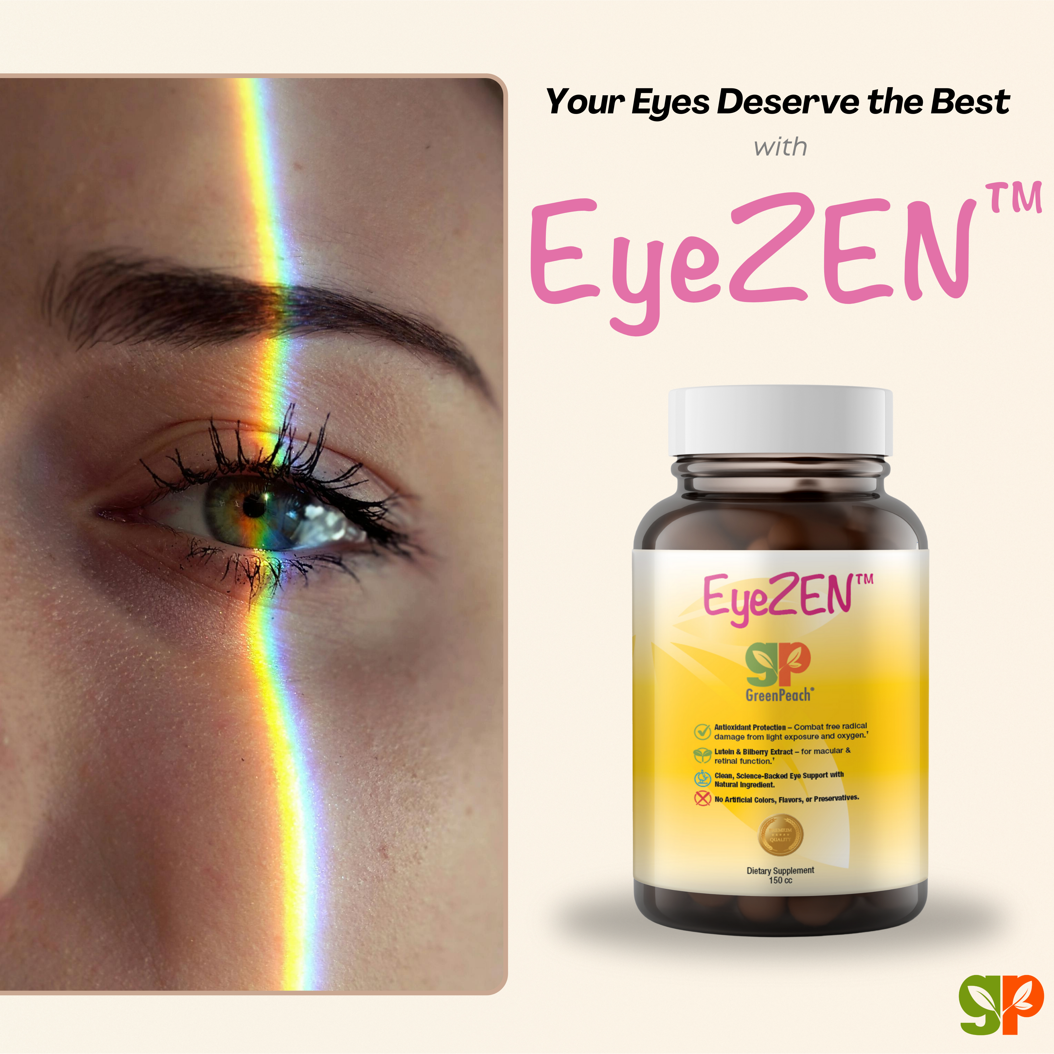 GreenPeach EyeZEN – Premium Eye Health Formula | Advanced Vision Support with Lutein, Zeaxanthin & Antioxidants