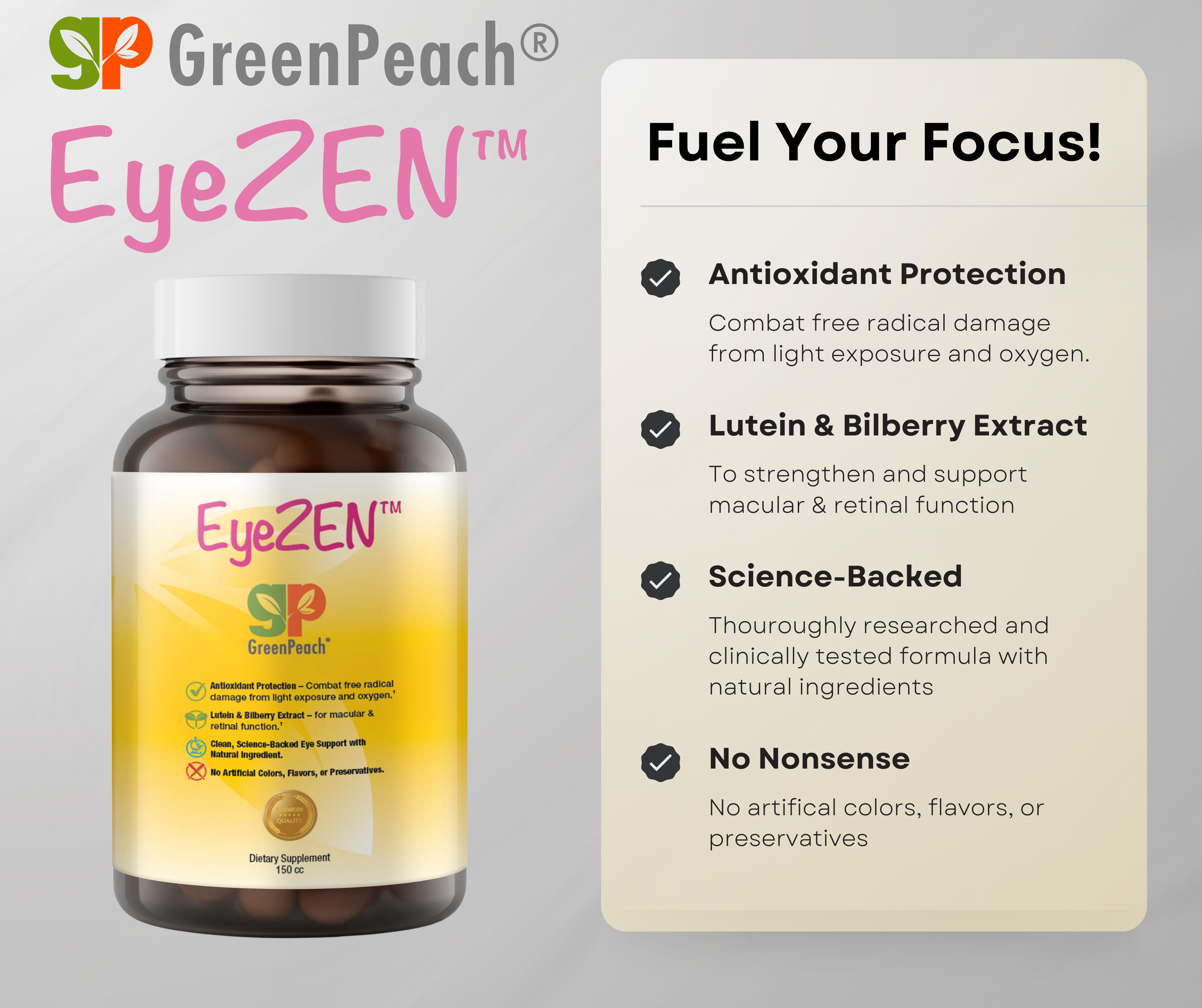 GreenPeach EyeZEN – Premium Eye Health Formula | Advanced Vision Support with Lutein, Zeaxanthin & Antioxidants