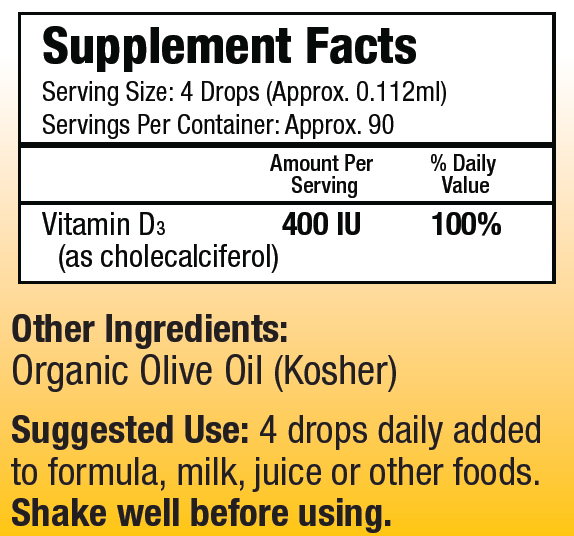 Liquid Vitamin D3 400IU supplement