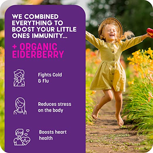 Liquid Kids Immune Boost – with Organic Elderberry Syrup, Zinc & Vitamin C for Toddlers/Children & Adults